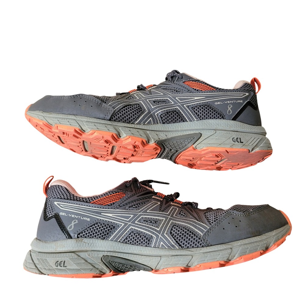 ASICS 9.5 Gel-Venture 8 Running Shoes Womens Grey‎ Peach 1012A708 Trail Hiking